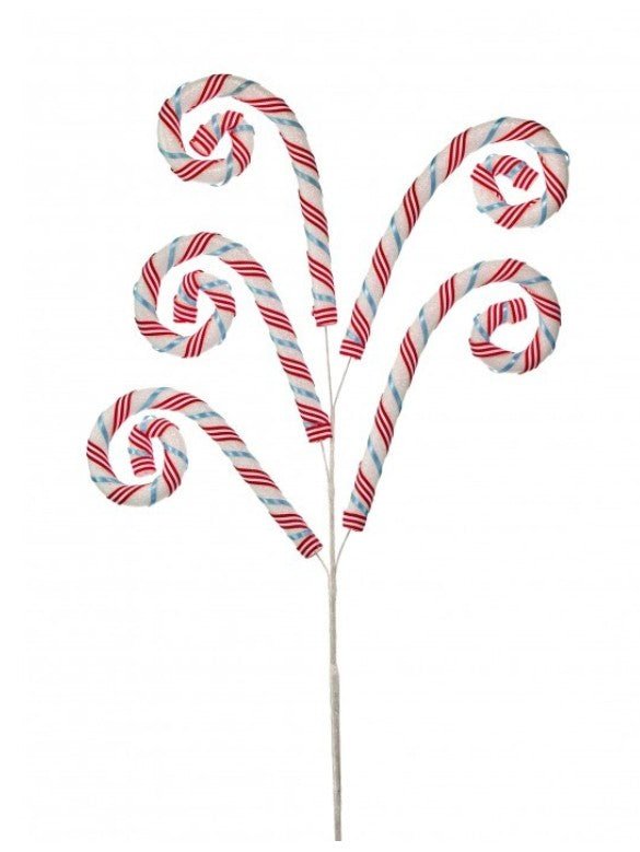 Shop For 28in Peppermint Candy Cane Spray: Ice Blue