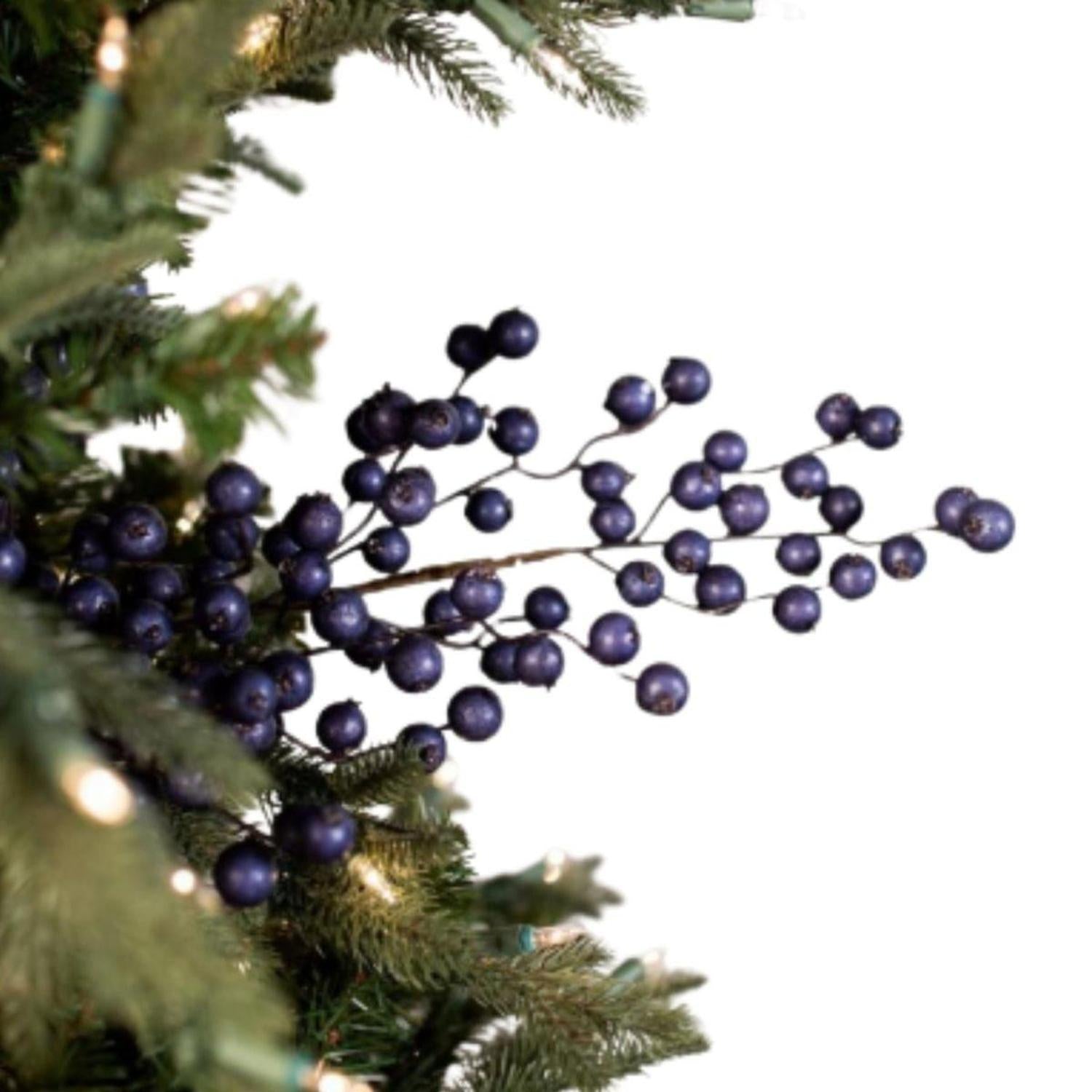 29” Crabapple Christmas Spray: Navy Blue