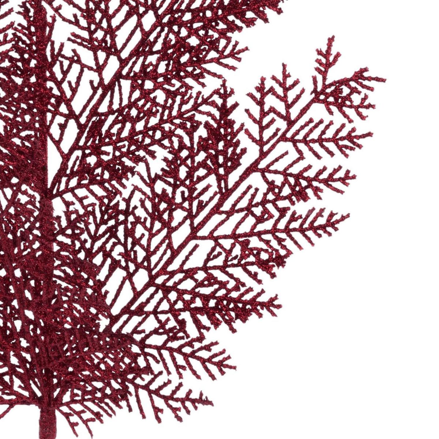 29" Glitter Fern Spray: Burgundy