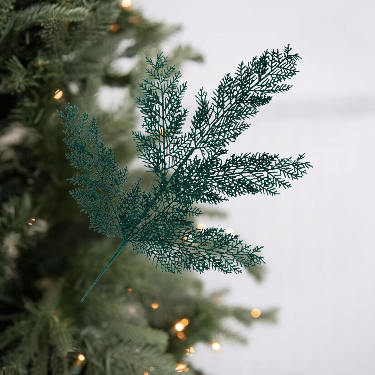 Shop For 29" Glitter Fern Spray: Hunter Green