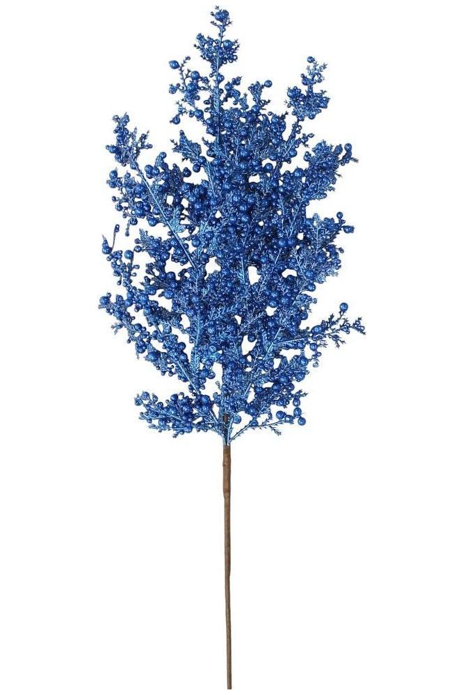 Shop For 29" Glitter Mix Berry Cedar Spray: Blue