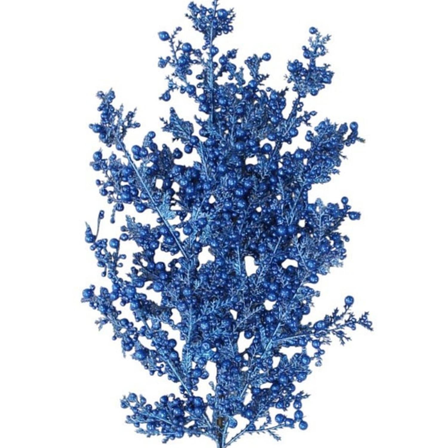 29" Glitter Mix Berry Cedar Spray: Blue