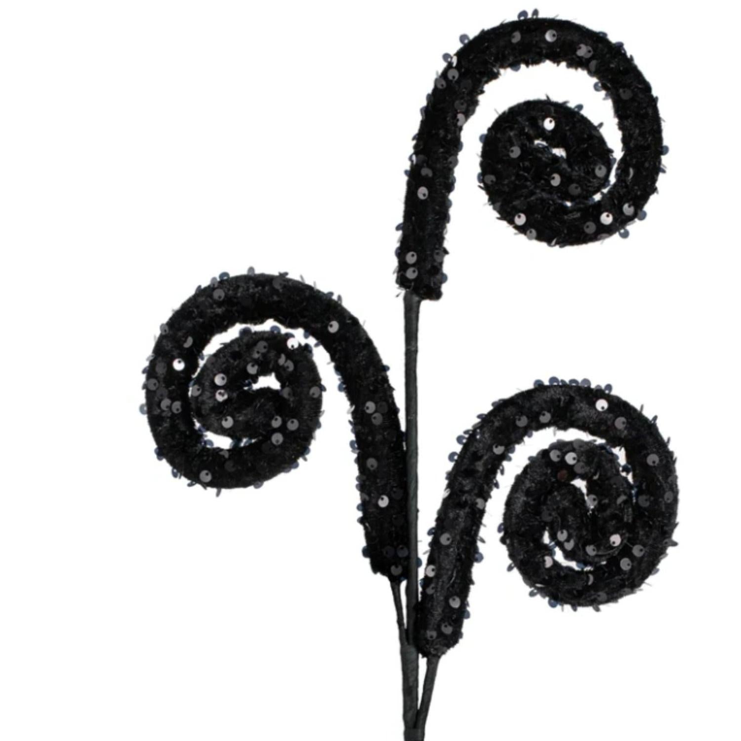Shop For 29" Glitter Scroll Curly Spray: Black