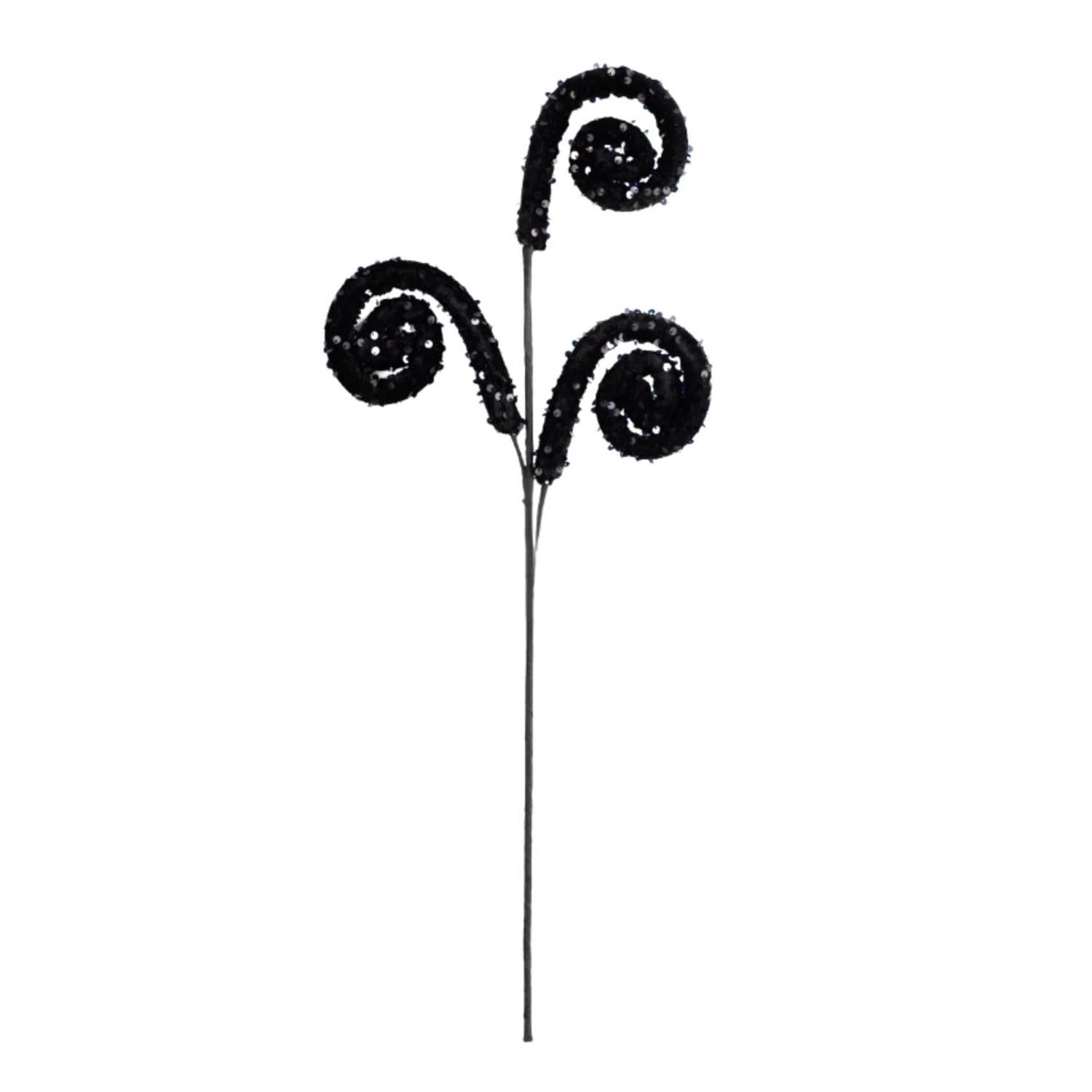 29" Glitter Scroll Curly Spray: Black