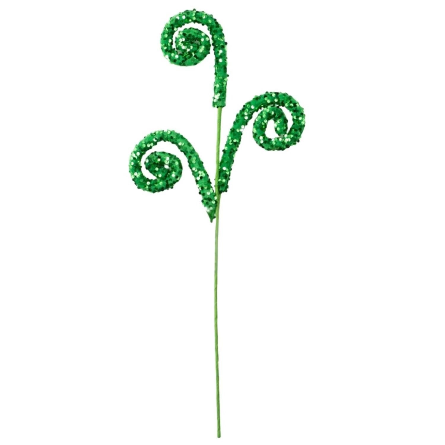 Shop For 29" Glitter Scroll Curly Spray: Green