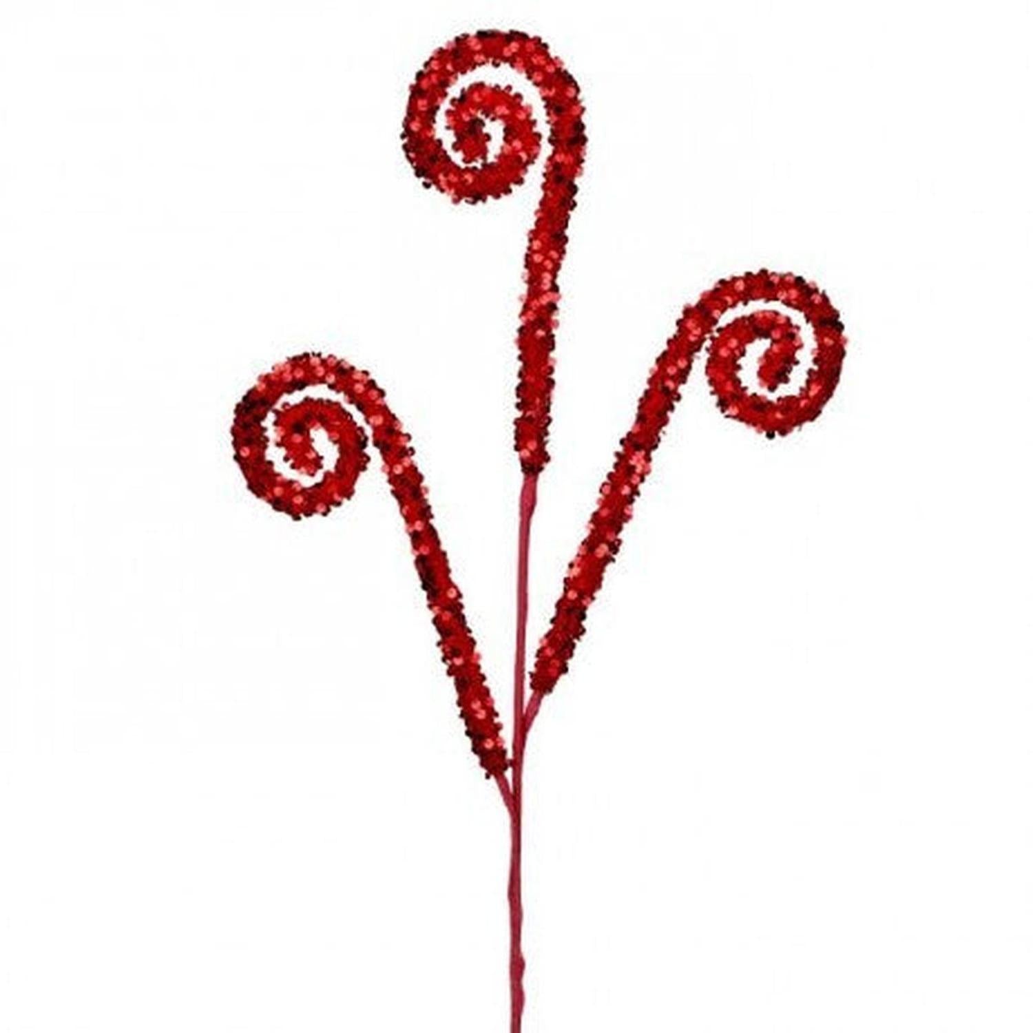 Shop For 29" Glitter Scroll Curly Spray: Red