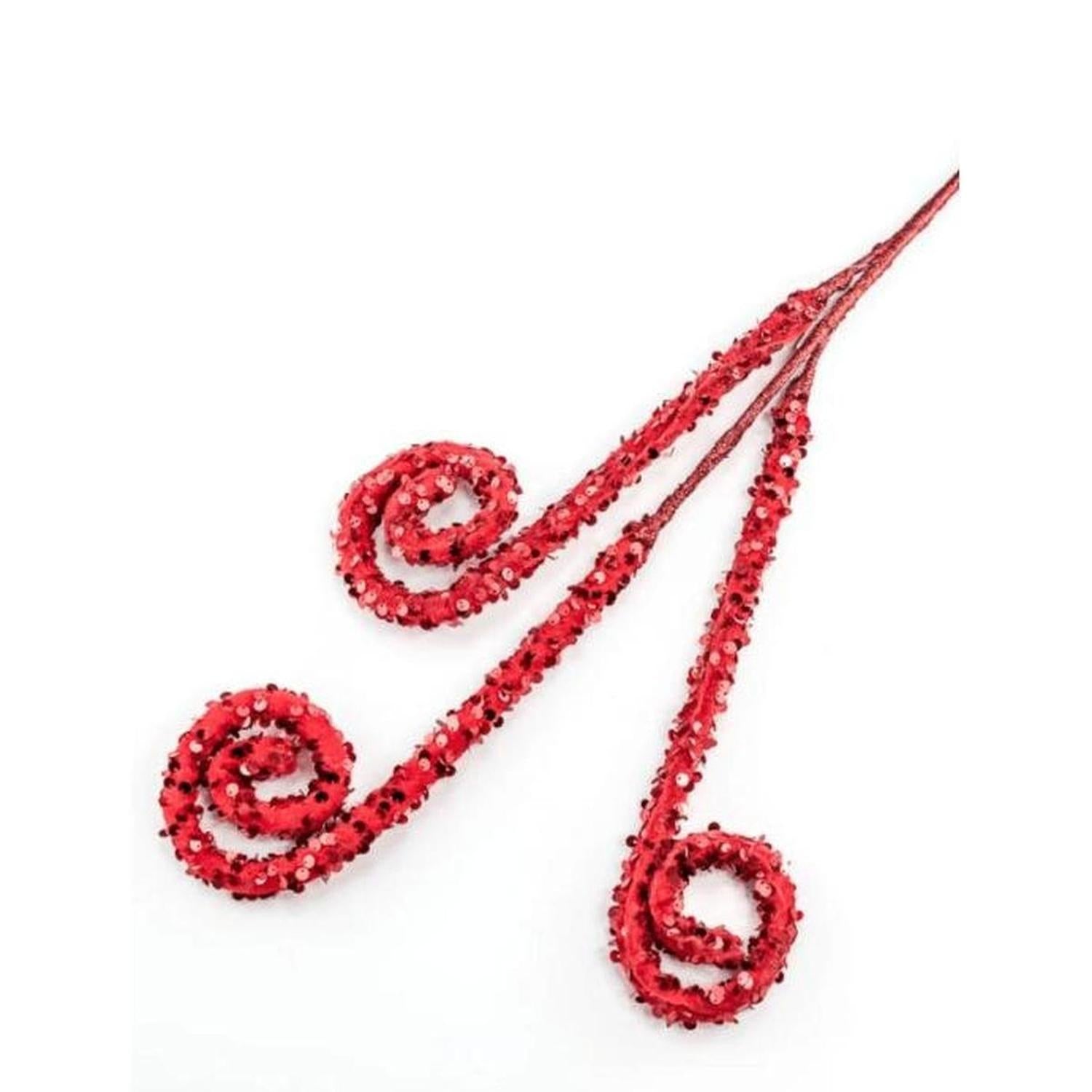 Shop For 29" Glitter Scroll Curly Spray: Red