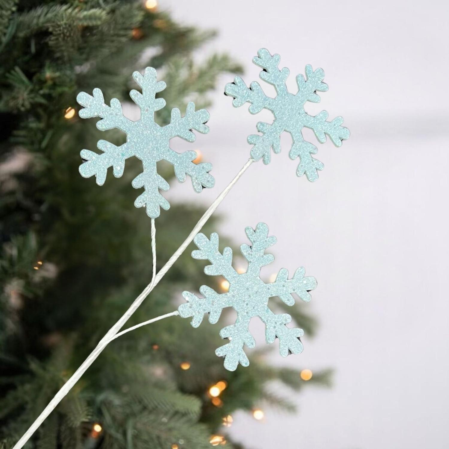 29" Ice Blue Glitter Snowflake Spray
