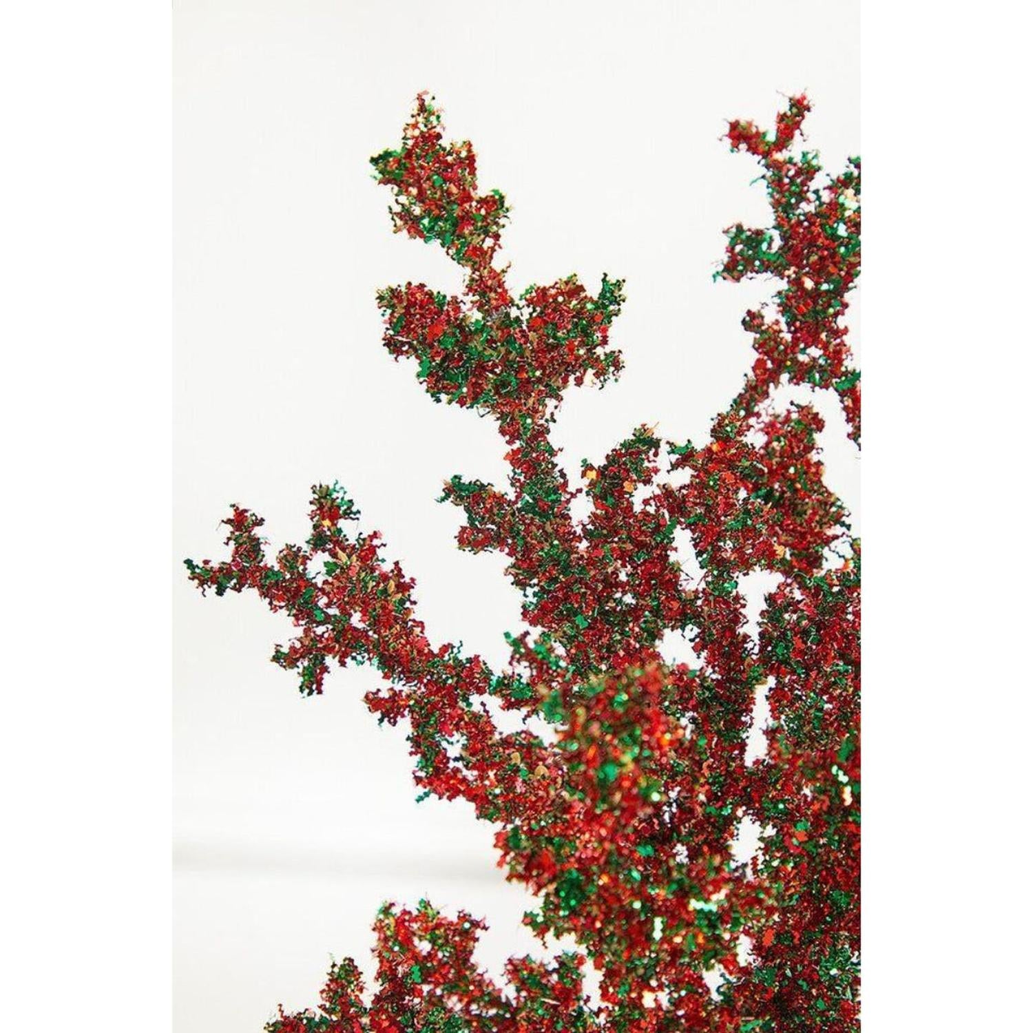 29" Red & Green Glitter Berry Spray