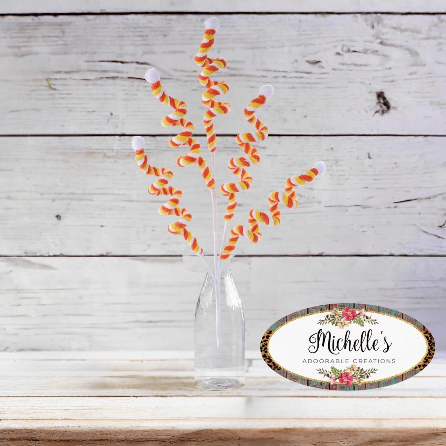 Shop For 29" Velvet Rope Pom Pom Spray: Candy Corn