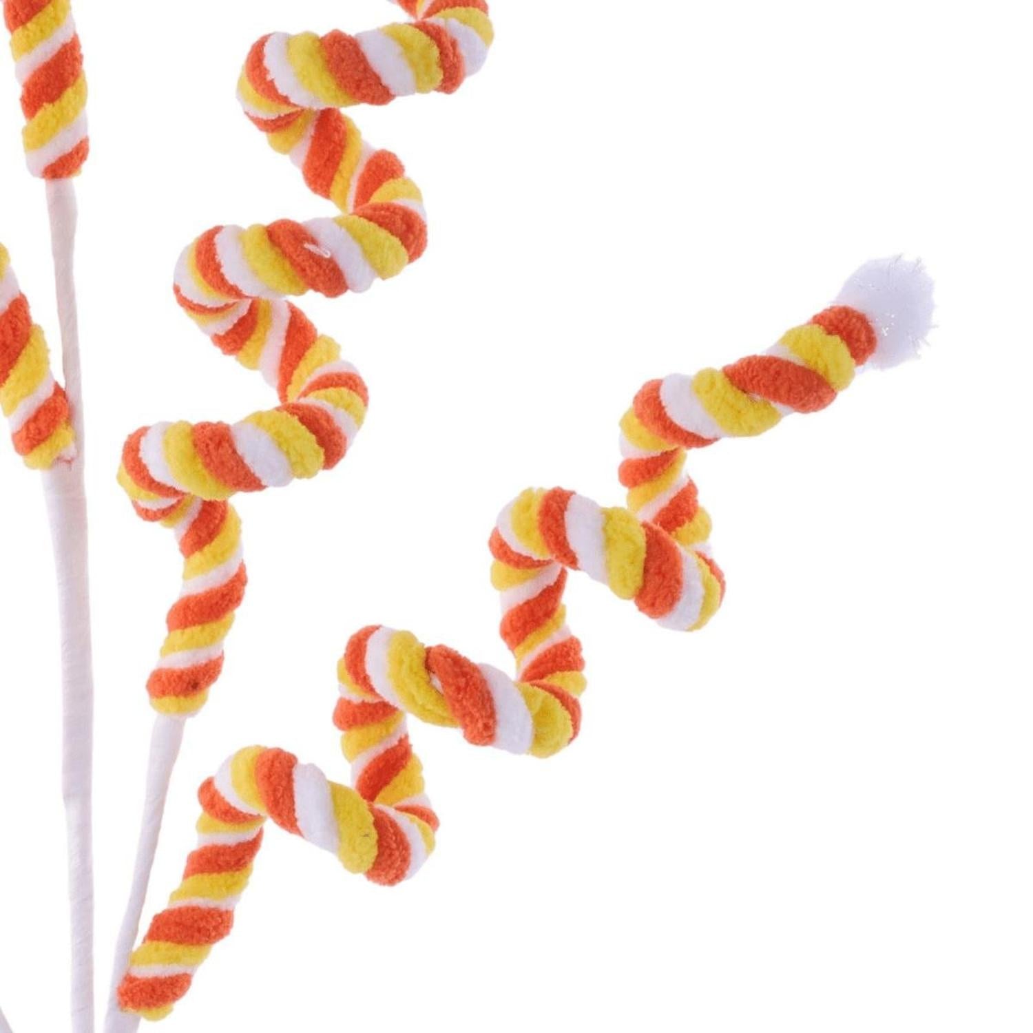 29" Velvet Rope Pom Pom Spray: Candy Corn