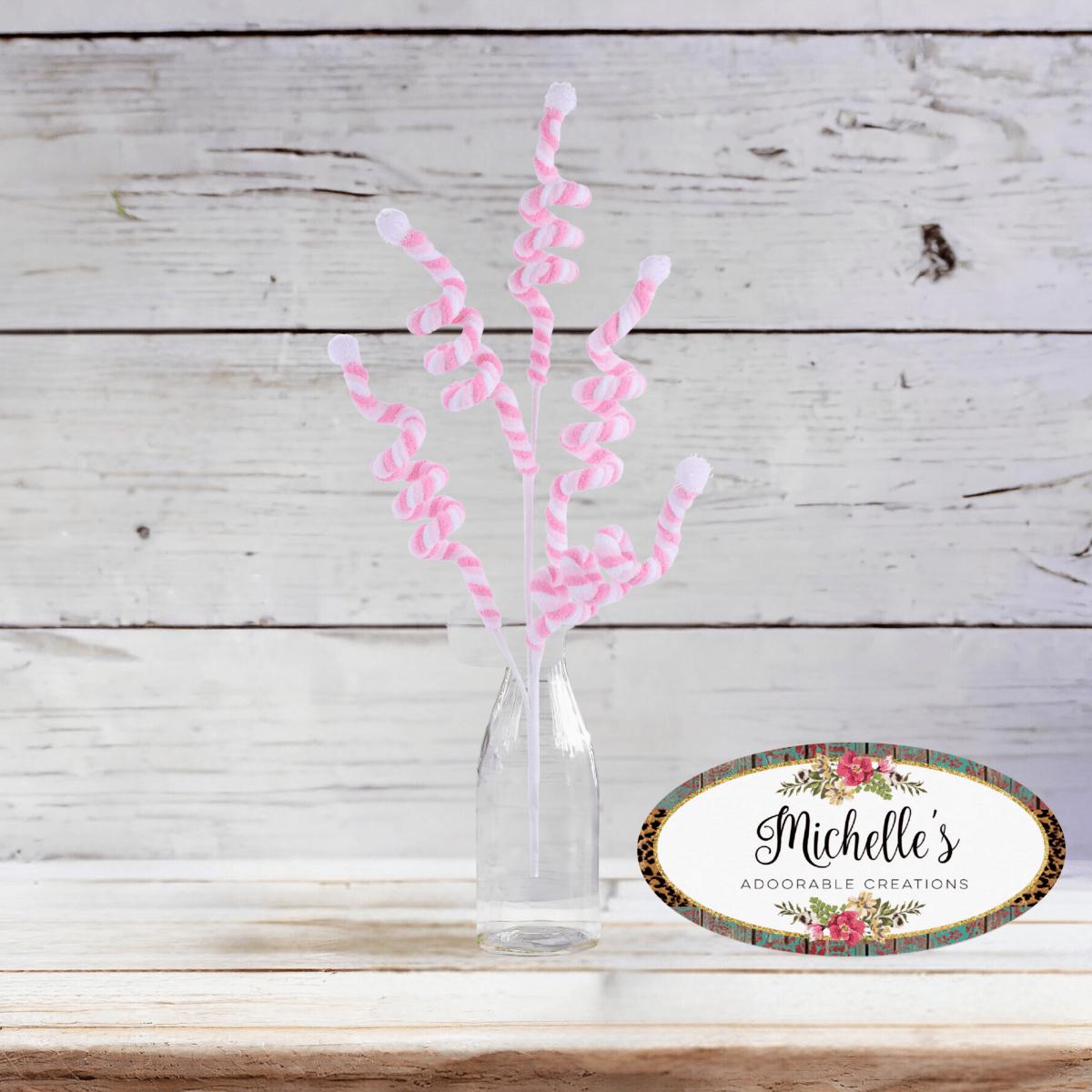 Shop For 29" Velvet Rope Pom Pom Spray: Pink/White