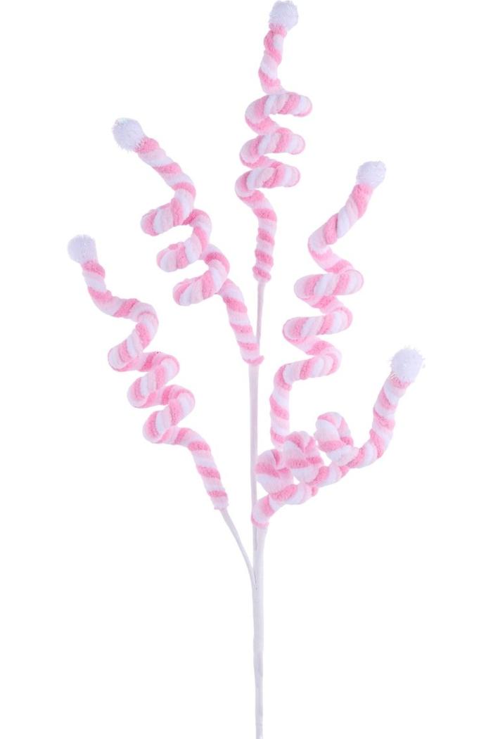 Shop For 29" Velvet Rope Pom Pom Spray: Pink/White