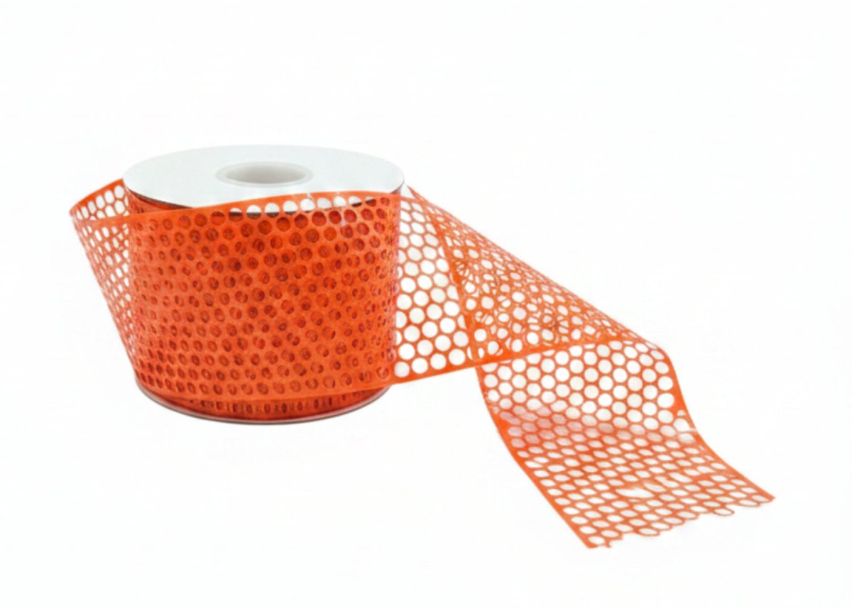Shop For 3 1/4in Matte Honeycomb Ribbon: Orange (50 Yards)