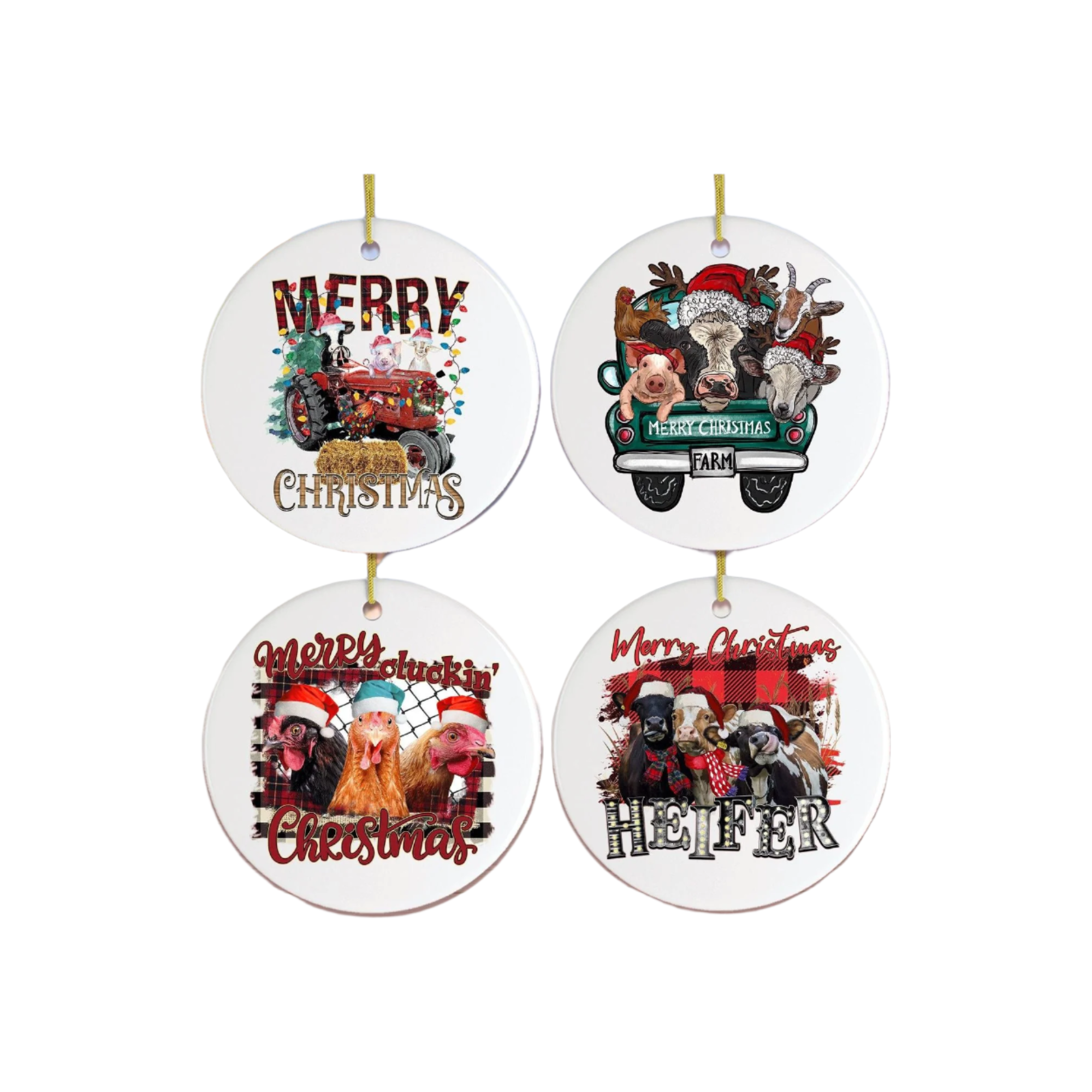 Shop For 3" Christmas on a Farm Ornament Bundle (Set of 4)