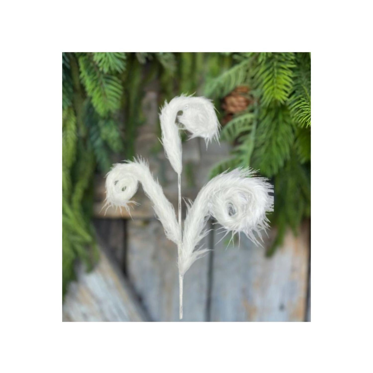 30" Furry Spiral Curly Spray: White