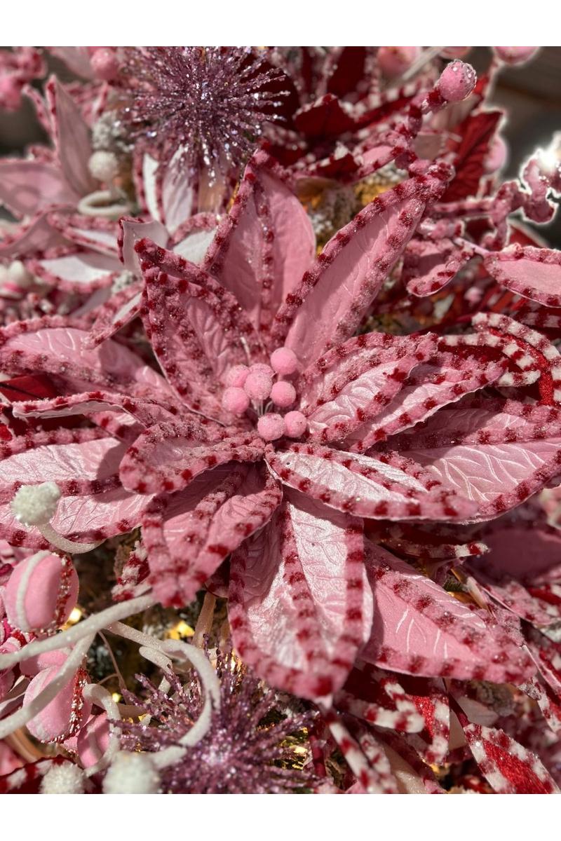 Shop For 30” Giant Candy Snow Glitter Poinsettia Stem: Pink/Red