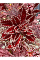 Shop For 30” Giant Candy Snow Glitter Poinsettia Stem: Red/White