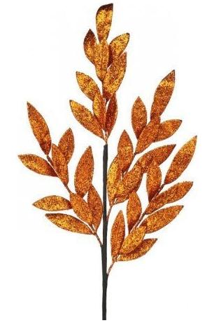 Shop For 30" Glitter Laurel Leaf Spray: Orange