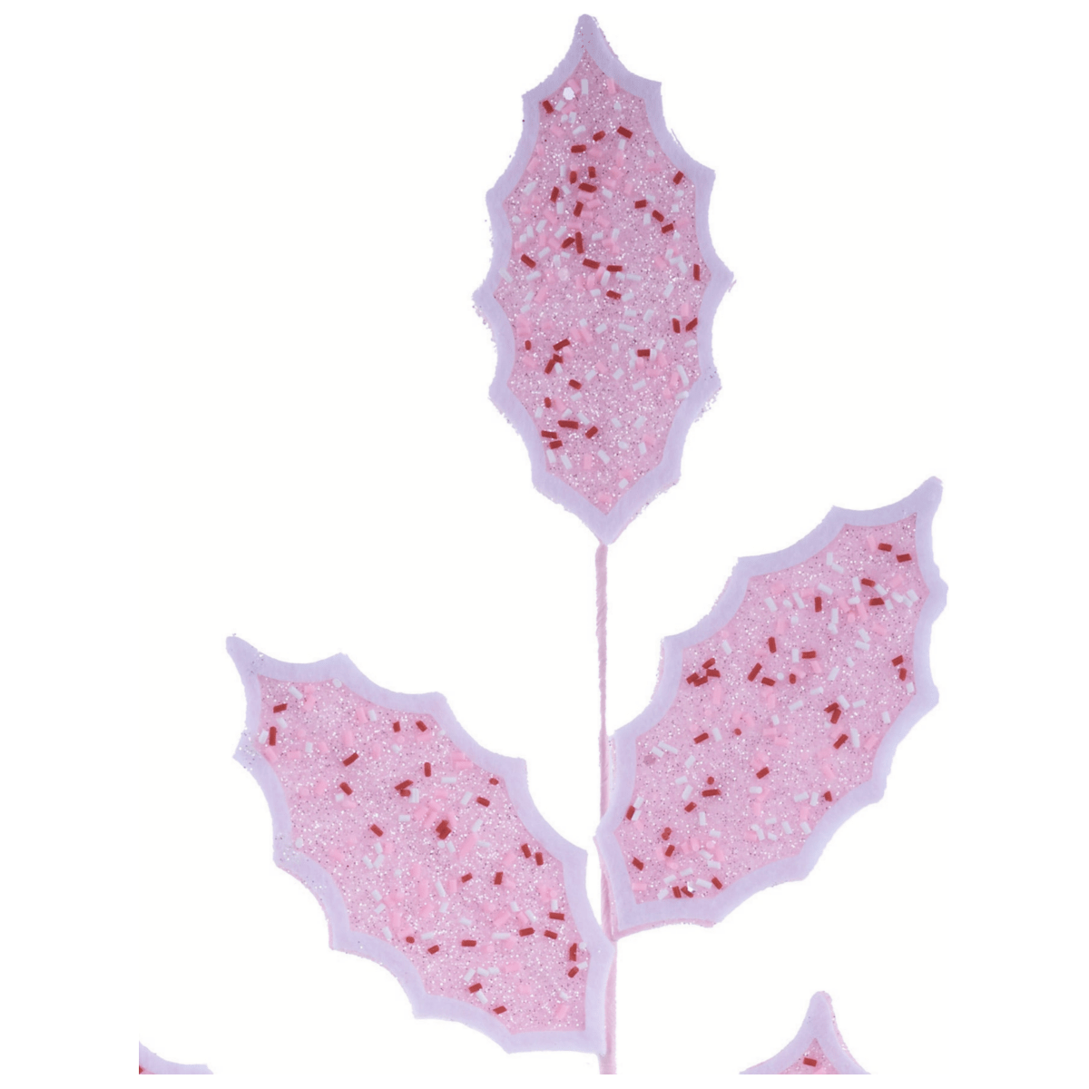 Shop For 30" Glitter Sprinkles Holly Leaf Spray: Pink