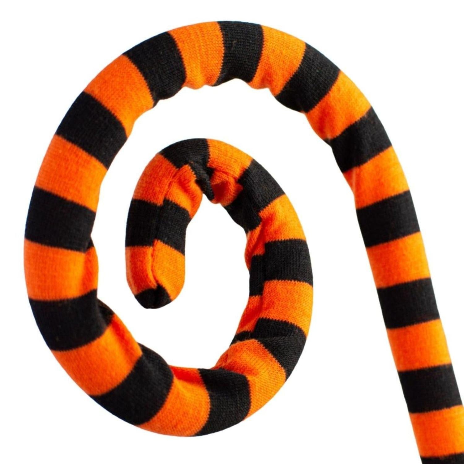 30" Knit Fabric Stripe Spiral Curly Spray: Orange & Black