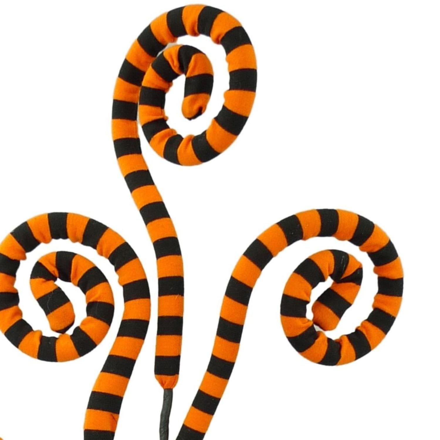 30" Knit Fabric Stripe Spiral Curly Spray: Orange & Black