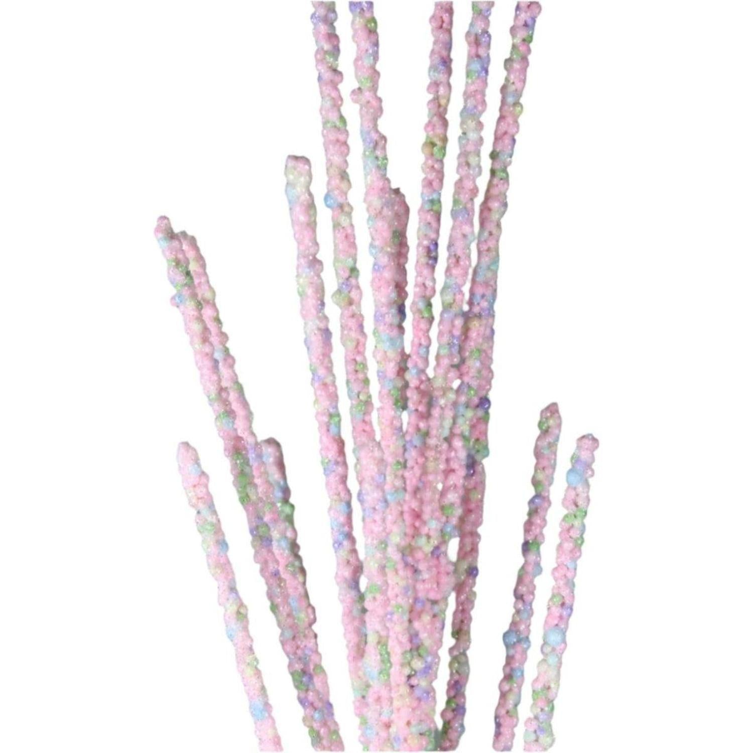 30" Pink Miniature Bead Grass Spray