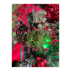 30" Sequin Tip Glitter Pine Spray: Red/Green