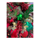 30" Sequin Tip Glitter Pine Spray: Red/Green