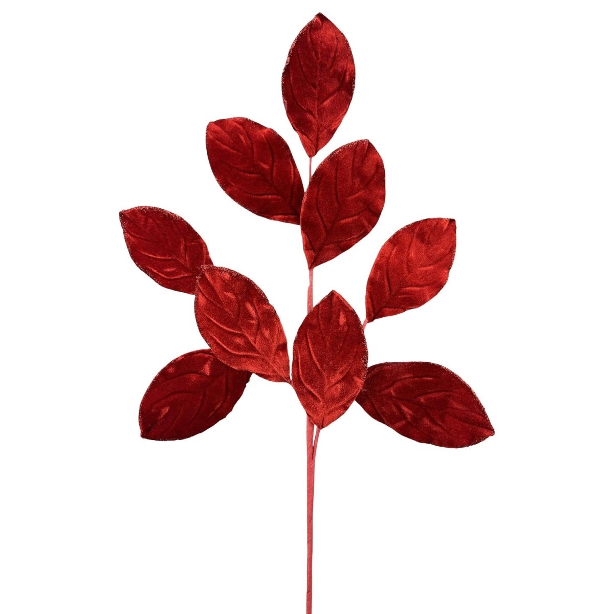 Shop For 30" Velvet Magnolia Leaves: Red