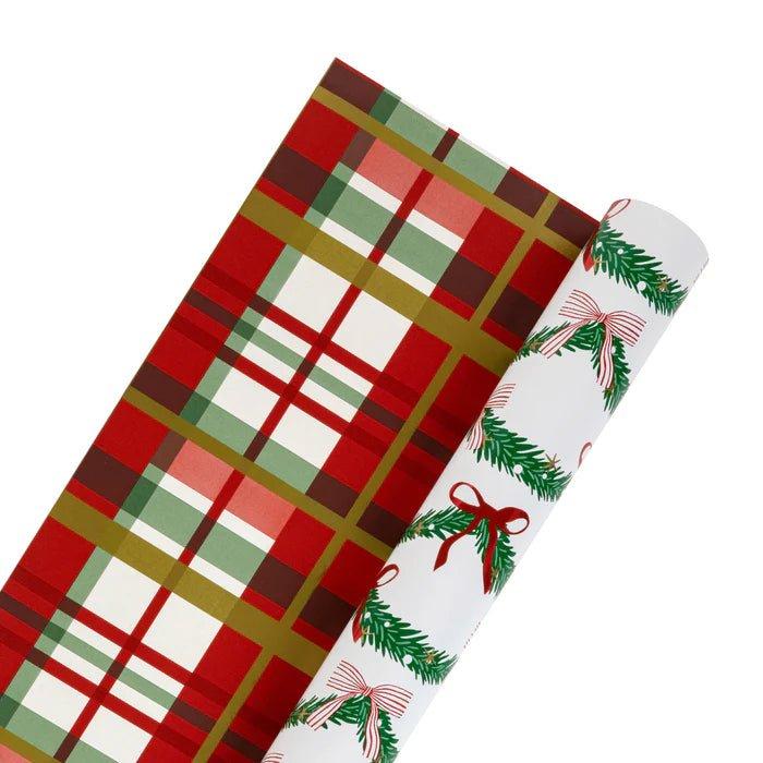 Shop For 30in Reversible Garland and Bows Plaid Wrapping Paper