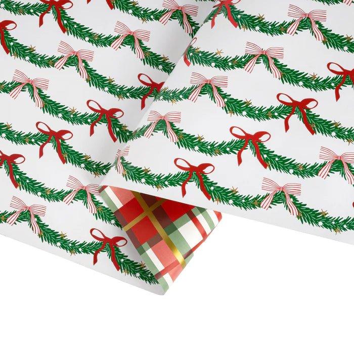 Shop For 30in Reversible Garland and Bows Plaid Wrapping Paper