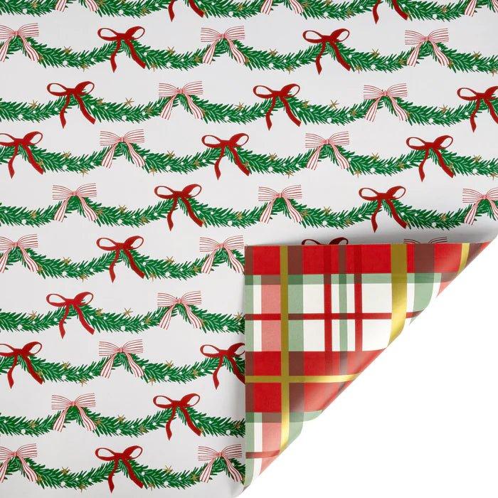 Shop For 30in Reversible Garland and Bows Plaid Wrapping Paper