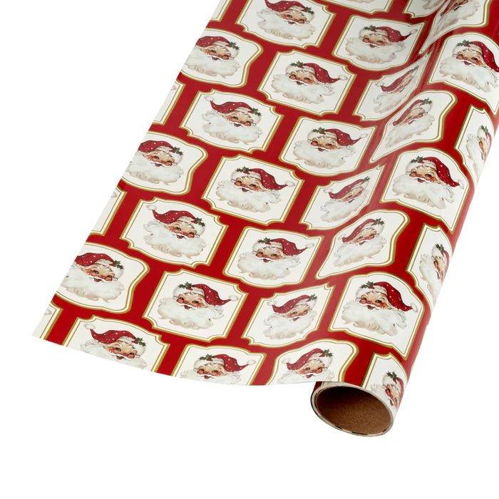Shop For 30in Reversible Metallic Vintage Santa Paper: Red/Green