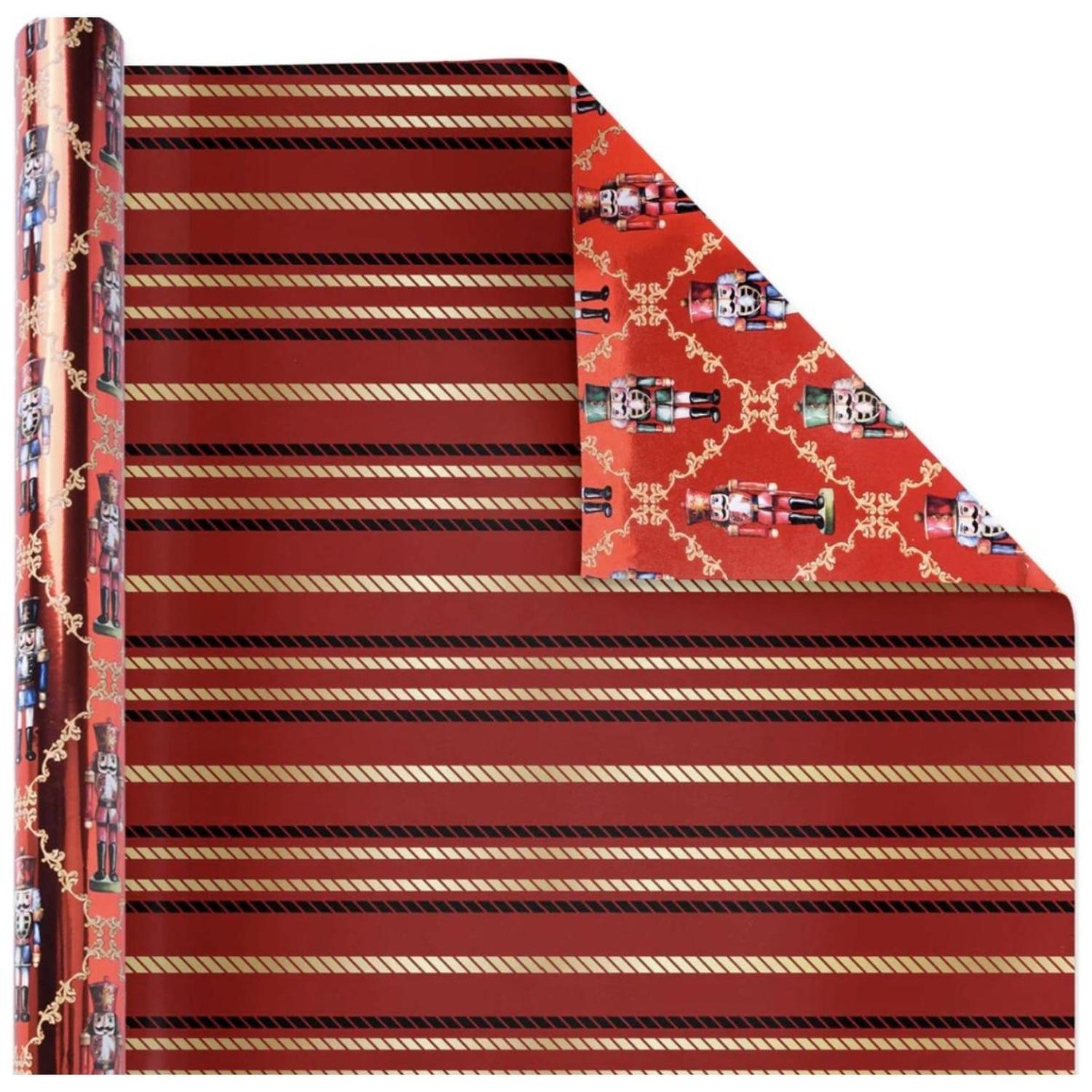 30in Reversible Nutcracker Wrapping Paper: Red
