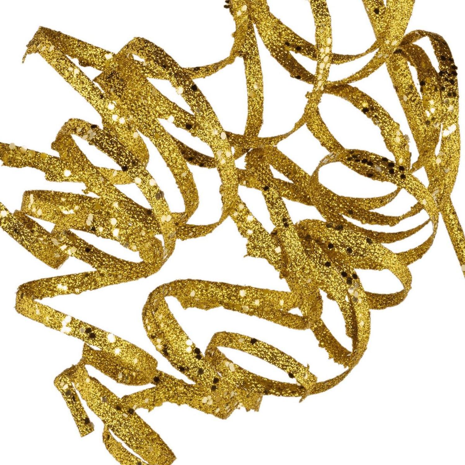 Shop For 31" Curly Glitter Ribbon Spray: Gold