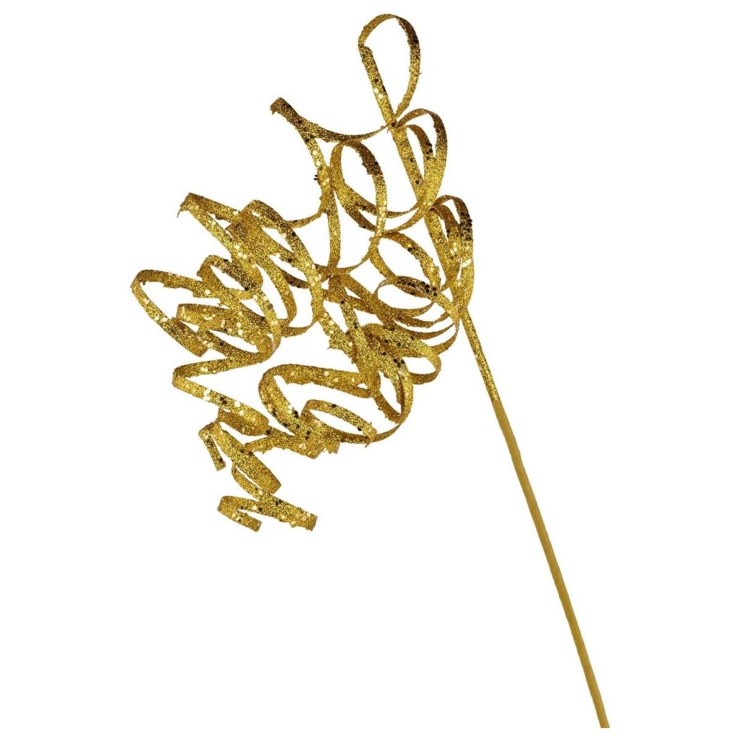 Shop For 31" Curly Glitter Ribbon Spray: Gold