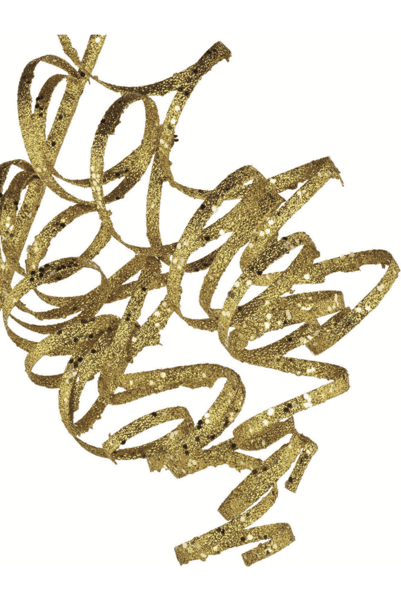 Shop For 31" Curly Glitter Ribbon Spray: Gold