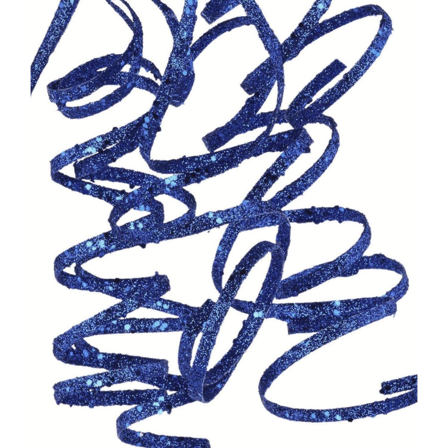 31" Curly Glitter Ribbon Spray: Royal Blue