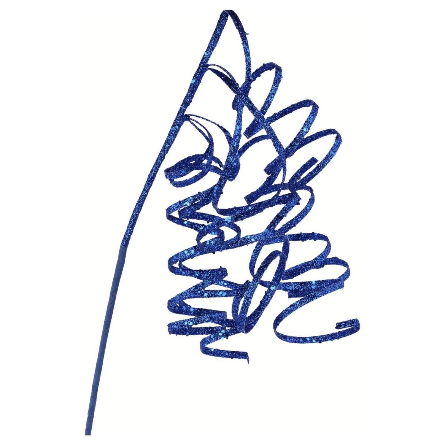 31" Curly Glitter Ribbon Spray: Royal Blue