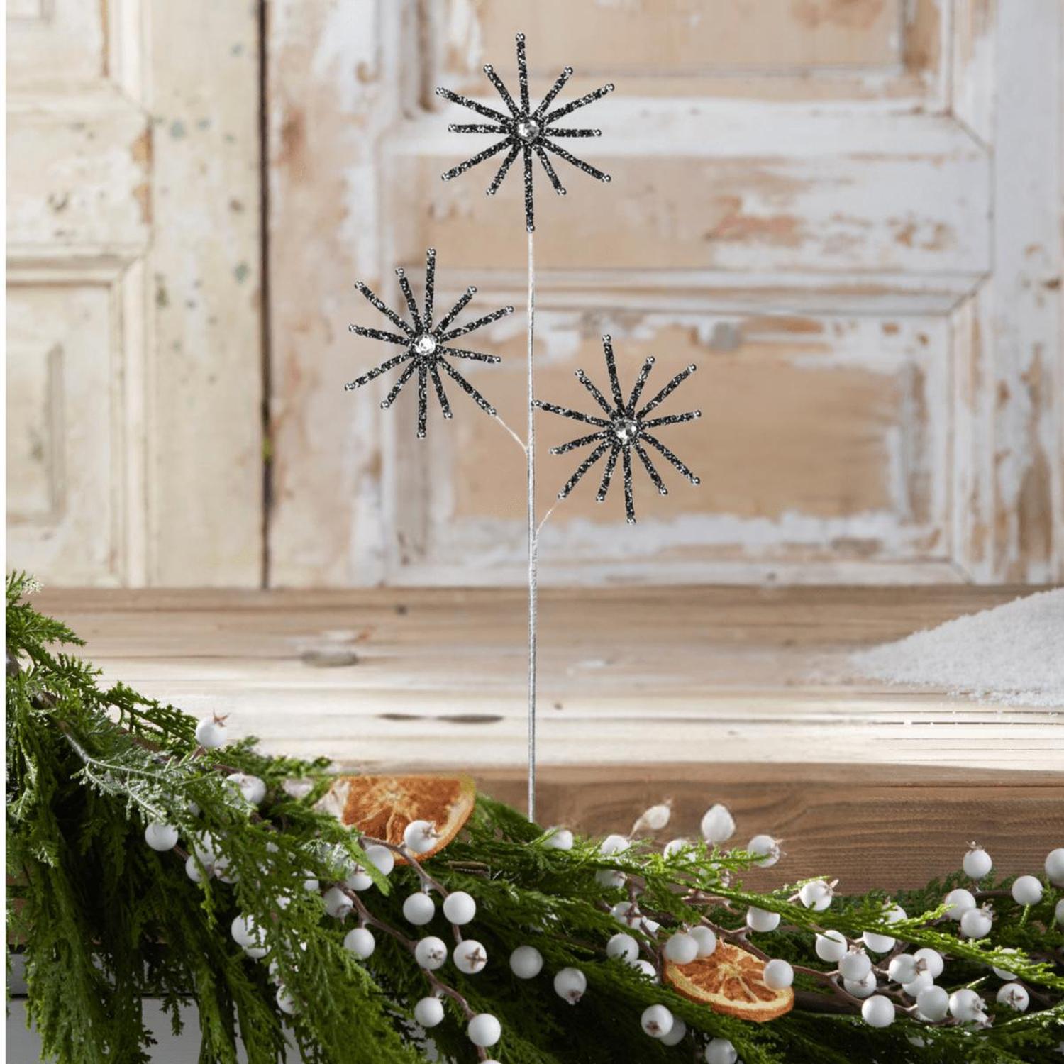 31" Diamond Bead Snowflake Spray