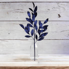 Shop For 31" Glitter Bay Leaf Spray: Navy Blue