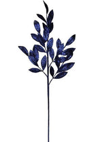 Shop For 31" Glitter Bay Leaf Spray: Navy Blue