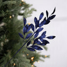 Shop For 31" Glitter Bay Leaf Spray: Navy Blue