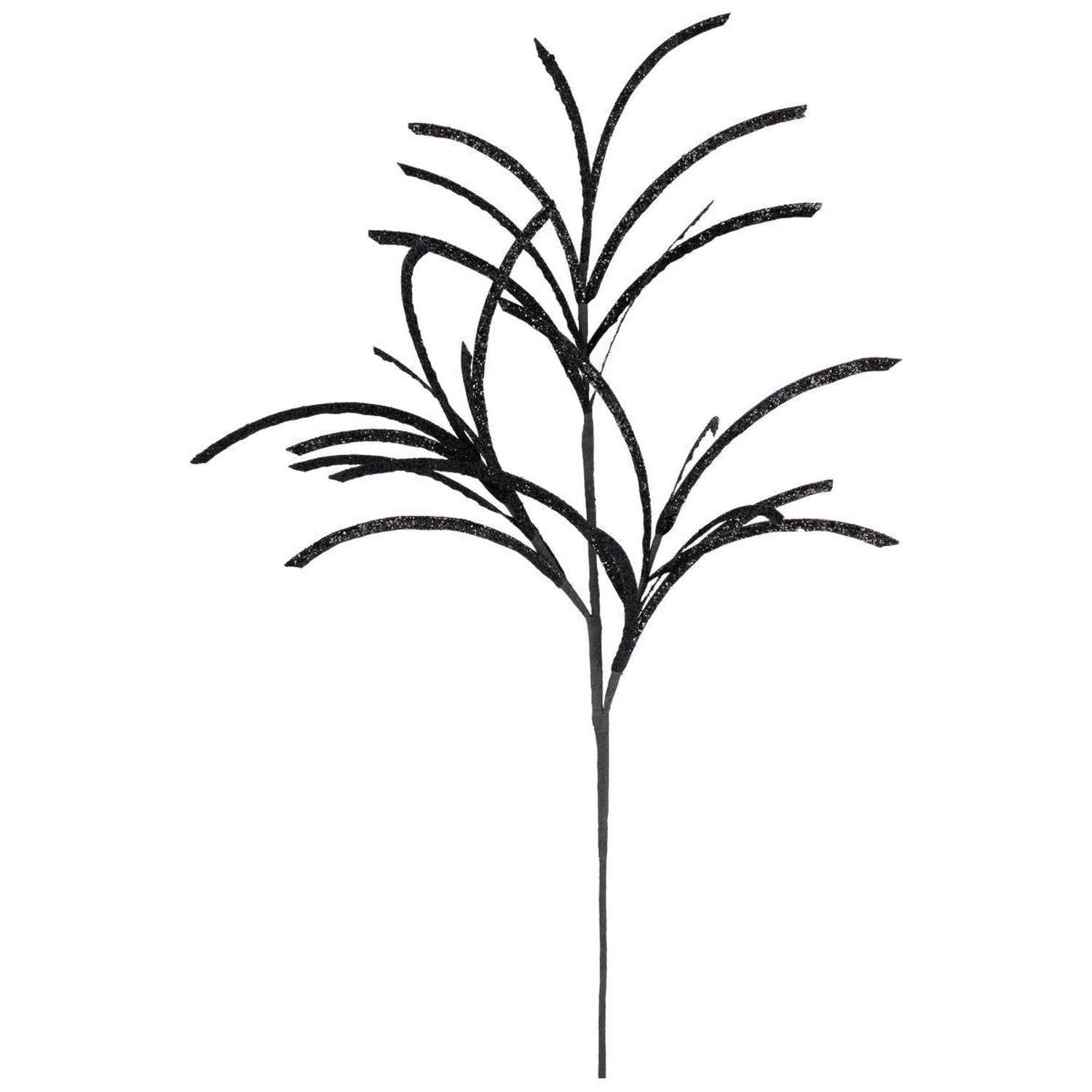 31" Glittered Paper Grass Spray: Black