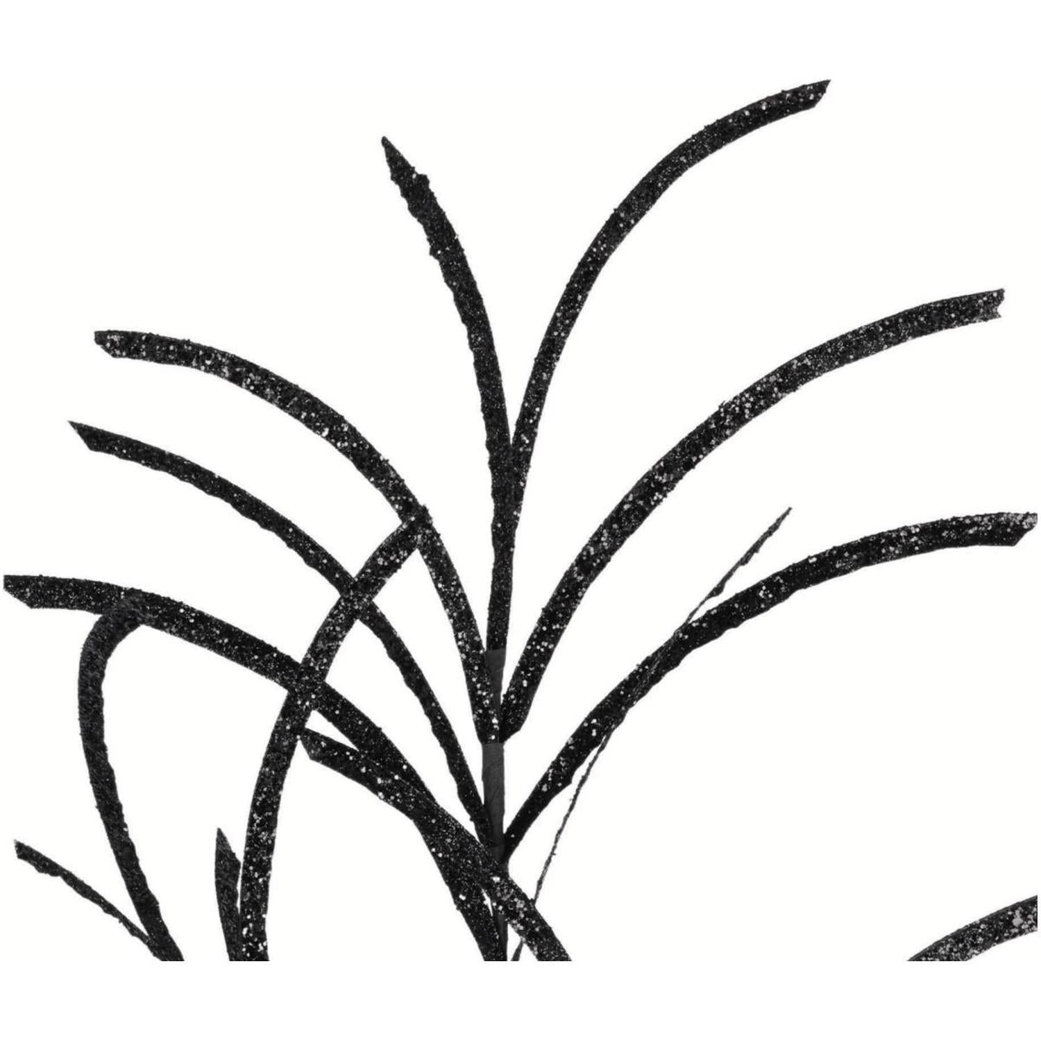 31" Glittered Paper Grass Spray: Black