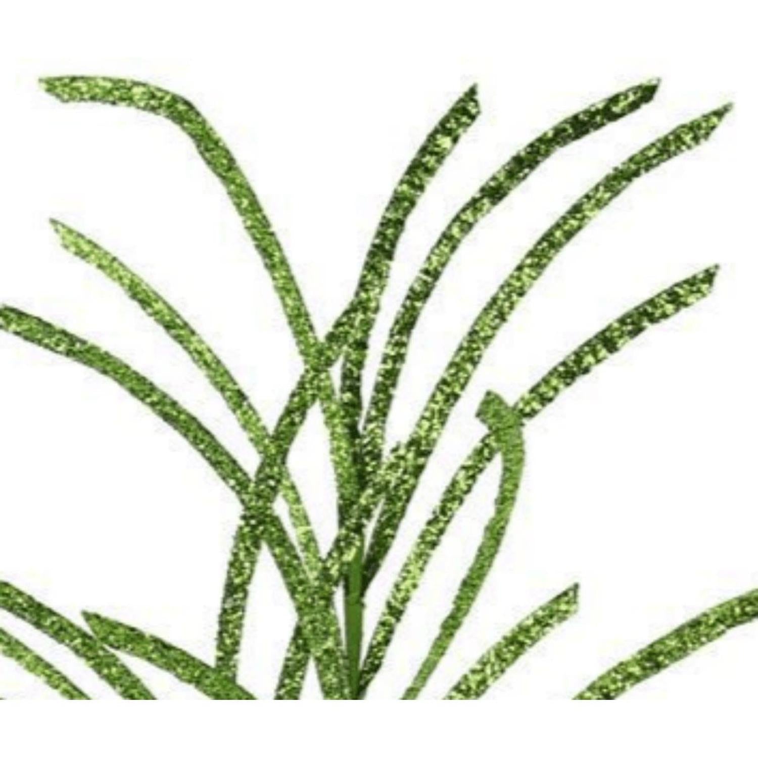 31" Glittered Paper Grass Spray: Lime Green