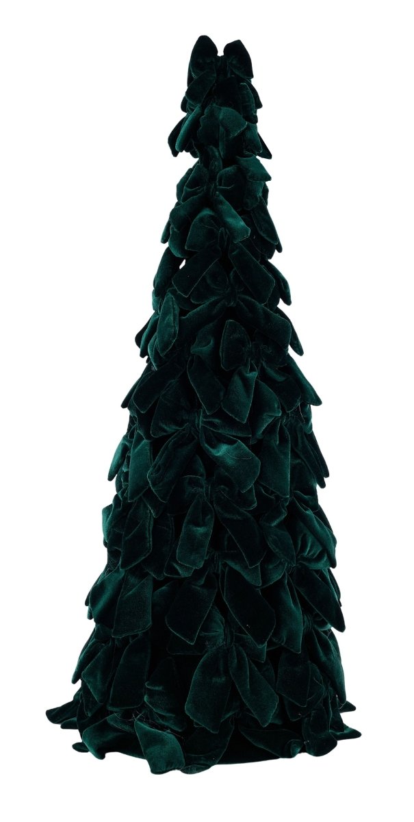 Shop For 31.5in Velvet Bow Cone Tree: Emerald Green