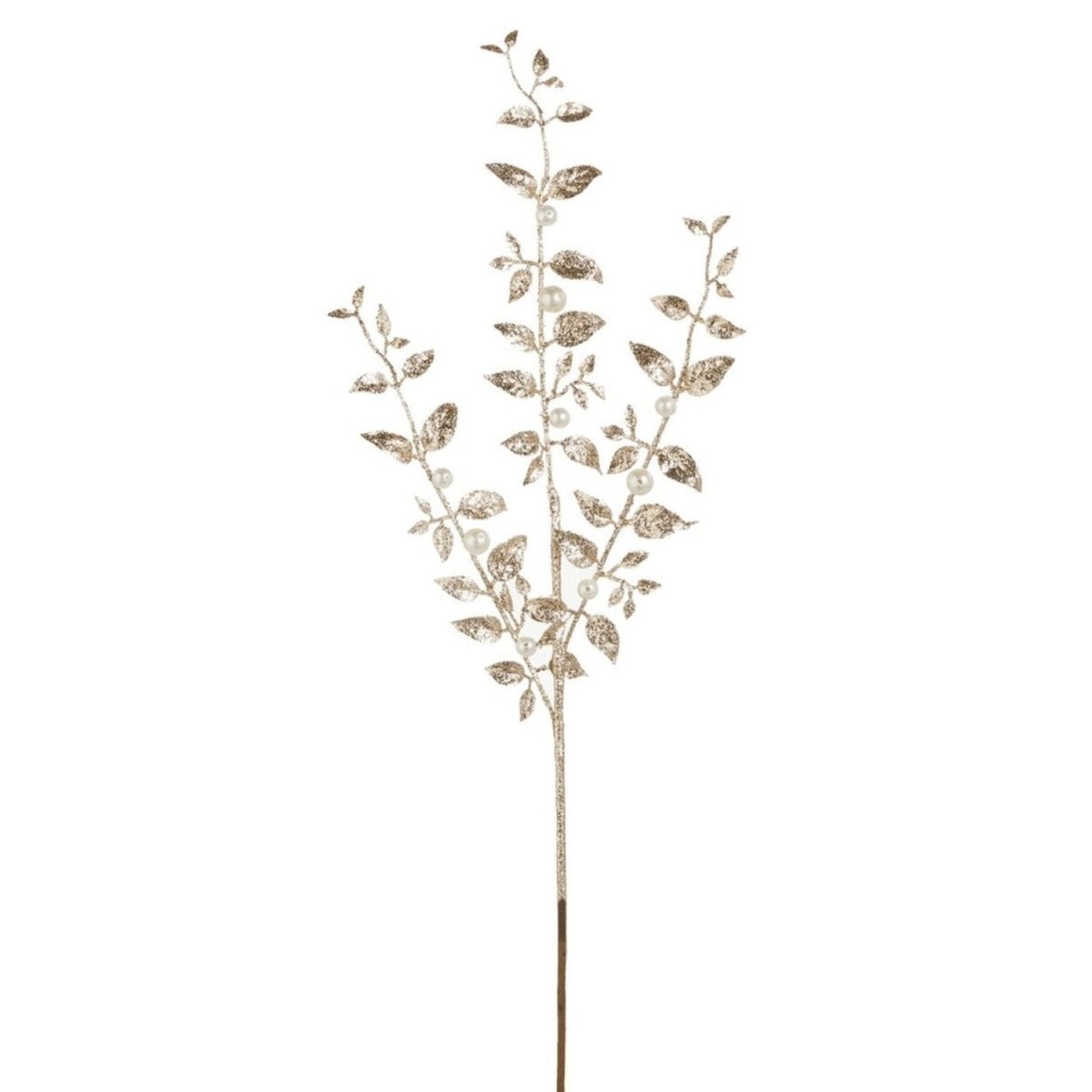 Shop For 31in Champagne Glitter Leaf Spray