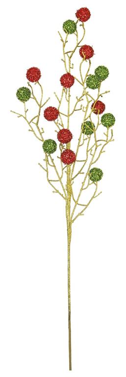 Shop For 31in Twig Ball Spray: Red/Green/Gold